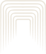 A set of concentric arches or tunnel-like oval shapes in a light warm gray or off-white color, arranged symmetrically on a solid black background.